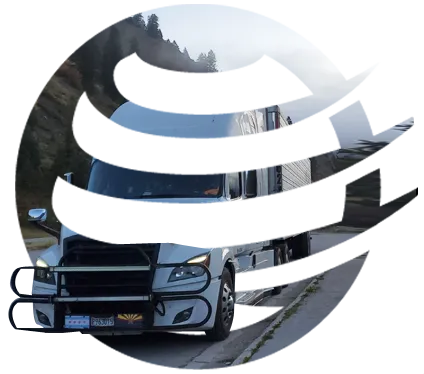A Eurotrans Express tractor unit, masked into the company globe mark